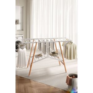 Living and Home 2-tier Vertical Installation-Free Foldable Clothes Drying Rack Aluminium Clothes Airer 136cm in Silver Silver Living and Home 2-tier Vertical Installation-Free Foldable Clothes Drying Rack Aluminium Clothes Airer 136cm in Silver Silver