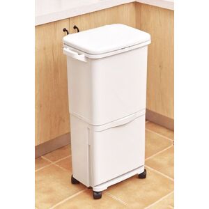 Living and Home 38L Rubbish Bin Dustbin Compartments Removable Pedal Recycling Waste Trash Can Kitchen with Hooks Wheels in White White Living and Home 38L Rubbish Bin Dustbin Compartments Removable Pedal Recycling Waste Trash Can Kitchen with Hooks Wheels in White White