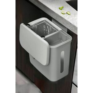 Living and Home 12L Hanging Dustbin Wall-mount Dry Wet Separation Kitchen Trash Bin with Filter Scraper Inner Bucket Over Cabinet Door in Grey Grey Living and Home 12L Hanging Dustbin Wall-mount Dry Wet Separation Kitchen Trash Bin with Filter Scraper Inner Bucket Over Cabinet Door in Grey Grey