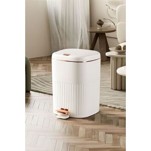 Living and Home 15L Press-Top Step-On Rubbish Bin with Soft Close Lid in White White Living and Home 15L Press-Top Step-On Rubbish Bin with Soft Close Lid in White White