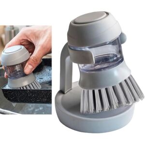 Living and Home Dish Pot Brush with Soap Dispenser & Holder Rack in Grey Grey Living and Home Dish Pot Brush with Soap Dispenser & Holder Rack in Grey Grey