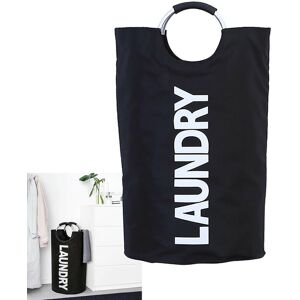 Xample Collapsible Fabric Laundry Hamper, Foldable Clothes Bag, Washing Bin Basket in Black Black Xample Collapsible Fabric Laundry Hamper, Foldable Clothes Bag, Washing Bin Basket in Black Black
