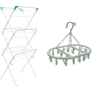 JVL 3 Tier Airer with Oval Sock Dryer in White Size: Medium White Medium JVL 3 Tier Airer with Oval Sock Dryer in White Size: Medium White Medium