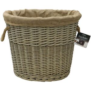 JVL Antique Wash Oval Lined Chunky log Basket in Brown Brown JVL Antique Wash Oval Lined Chunky log Basket in Brown Brown