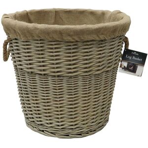 JVL Antique Wash Round Lined Chunky log Basket in Brown Brown JVL Antique Wash Round Lined Chunky log Basket in Brown Brown