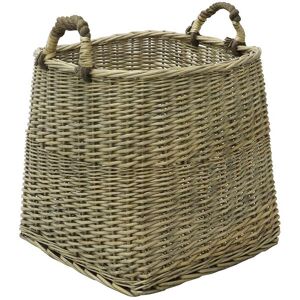 JVL Antique Wash Square Log Basket in Brown Brown JVL Antique Wash Square Log Basket in Brown Brown