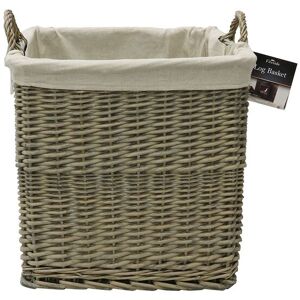 JVL Antique Wash Willow Lined Log basket in Brown Brown JVL Antique Wash Willow Lined Log basket in Brown Brown