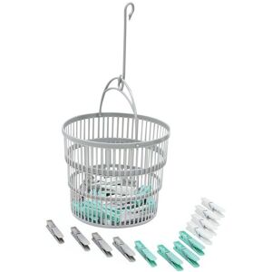 JVL Round Collapsible Peg basket with Plastic Pegs - Pack of 50 - One Size - Aqua Size: 1 Pack Aqua 1 Pack JVL Round Collapsible Peg basket with Plastic Pegs - Pack of 50 - One Size - Aqua Size: 1 Pack Aqua 1 Pack