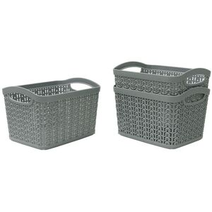JVL Loop 1.5L S/3 Storage Baskets in Grey Size: Small Grey S JVL Loop 1.5L S/3 Storage Baskets in Grey Size: Small Grey S