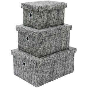 JVL Urban Set of 3 Rectangle Paper Storage Baskets, Medium in Grey Size: Large Grey L JVL Urban Set of 3 Rectangle Paper Storage Baskets, Medium in Grey Size: Large Grey L