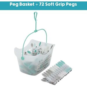 JVL Plastic Peg Basket with 72 Soft Grip Pegs, Aqua in Grey Size: 1 Pack Grey 1 Pack JVL Plastic Peg Basket with 72 Soft Grip Pegs, Aqua in Grey Size: 1 Pack Grey 1 Pack