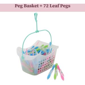 JVL Plastic Peg Basket with 72 Prism Soft touch Leaf Design Pegs in Light Pink Size: 1 Pack Light Pink 1 Pack JVL Plastic Peg Basket with 72 Prism Soft touch Leaf Design Pegs in Light Pink Size: 1 Pack Light Pink 1 Pack