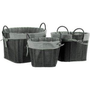 Orsina Set Of Three Grey Round Storage Baskets, Cotton Rope Basket With Liner For Laundry, Wire Frame Baskets Grey Orsina Set Of Three Grey Round Storage Baskets, Cotton Rope Basket With Liner For Laundry, Wire Frame Baskets Grey
