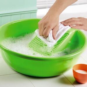 mysmartbuy Hand Washing Clothes Basin - Plastic Wash Bowl with Ridged Washboard for Removing Tough Stains - H13cm x Dia.40cm in Green Green mysmartbuy Hand Washing Clothes Basin - Plastic Wash Bowl with Ridged Washboard for Removing Tough Stains - H13cm x Dia.40cm in Green Green