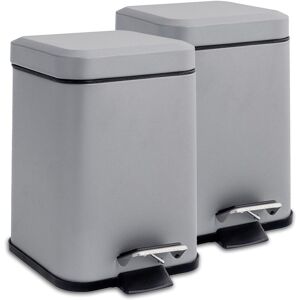 Harbour Housewares 2x Square Bathroom Pedal Bins 3L Stainless Steel Slim Rubbish Dustbin in Grey Grey Harbour Housewares 2x Square Bathroom Pedal Bins 3L Stainless Steel Slim Rubbish Dustbin in Grey Grey