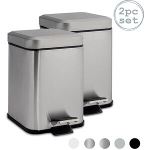 Harbour Housewares 2x Square Bathroom Pedal Bins 3L Stainless Steel Slim Rubbish Dustbin in Metallic Silver Metallic Silver Harbour Housewares 2x Square Bathroom Pedal Bins 3L Stainless Steel Slim Rubbish Dustbin in Metallic Silver Metallic Silver