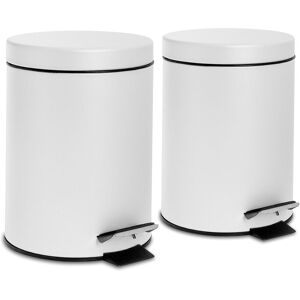 Harbour Housewares 2x Round Bathroom Pedal Bins - 3L Stainless Steel Slim Rubbish Dustbin in Off-White Off-White Harbour Housewares 2x Round Bathroom Pedal Bins - 3L Stainless Steel Slim Rubbish Dustbin in Off-White Off-White