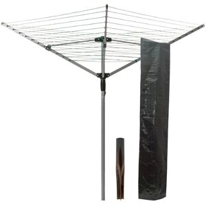 mysmartbuy Outdoor 4 Arm Rotary Clothes Dryer with Ground Spike, Cover & Retractable Arms - Folding Garden Washing Line Airer - H180 x 125cm Silver 180 x 125 cm mysmartbuy Outdoor 4 Arm Rotary Clothes Dryer with Ground Spike, Cover & Retractable Arms - Folding Garden Washing Line Airer - H180 x 125cm Silver 180 x 125 cm