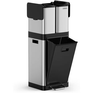VonHaus 3 Compartment 32L Waste & Recycling Kitchen Bin (2 x 6L, 1 x 20L) in Silver Silver VonHaus 3 Compartment 32L Waste & Recycling Kitchen Bin (2 x 6L, 1 x 20L) in Silver Silver