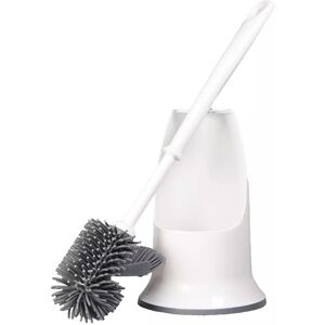 mysmartbuy White & Grey Silicone Toilet Brush & Holder - Long Handled Flexible Bristle Loo Cleaner Tool with Rounded & Angled Head White mysmartbuy White & Grey Silicone Toilet Brush & Holder - Long Handled Flexible Bristle Loo Cleaner Tool with Rounded & Angled Head White