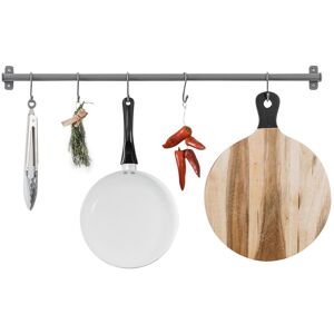LIVIVO 79cm Wall Mounted Kitchen Hanging Rail with 5 S Hooks Black in Grey Grey LIVIVO 79cm Wall Mounted Kitchen Hanging Rail with 5 S Hooks Black in Grey Grey