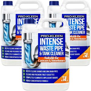 ProKleen Intense Waste Pipe & Tank Cleaner for Caravans & Motorhomes 3 x 5L in Clear Clear ProKleen Intense Waste Pipe & Tank Cleaner for Caravans & Motorhomes 3 x 5L in Clear Clear