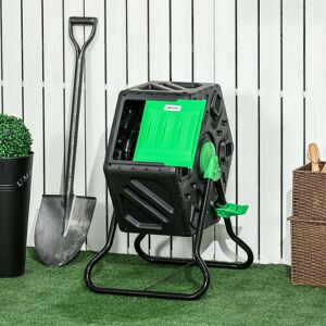 OUTSUNNY 65L Garden Compost Bin, Barrel Rotating Composter with Steel Legs in Green Green OUTSUNNY 65L Garden Compost Bin, Barrel Rotating Composter with Steel Legs in Green Green