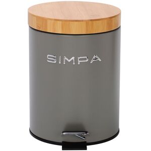 simpa 5L Soft-Closing Pedal Dustbin with Bamboo Lid in Grey Grey simpa 5L Soft-Closing Pedal Dustbin with Bamboo Lid in Grey Grey