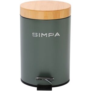 simpa 3L Soft-Closing Pedal Dustbin with Bamboo Lid in Green Green simpa 3L Soft-Closing Pedal Dustbin with Bamboo Lid in Green Green