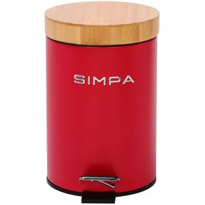 simpa 3L Soft-Closing Pedal Dustbin with Bamboo Lid in Red Red simpa 3L Soft-Closing Pedal Dustbin with Bamboo Lid in Red Red