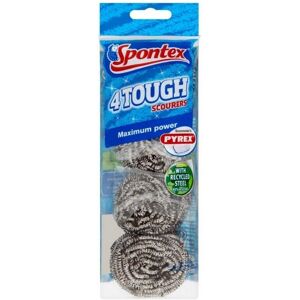 Spontex Tough Scourer (Pack Of 4) in Silver Silver Spontex Tough Scourer (Pack Of 4) in Silver Silver