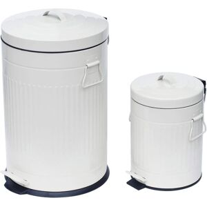 simpa 2PC Pedal Dustbins: 20L & 5L Duo Set in White White simpa 2PC Pedal Dustbins: 20L & 5L Duo Set in White White