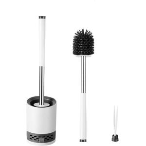 Nicoman Round White Toilet Brush & Holder With Silicone Head White Nicoman Round White Toilet Brush & Holder With Silicone Head White