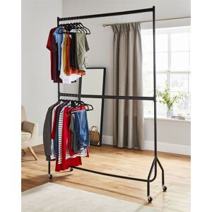 House of Home Clothes Rail Two Tier Heavy Duty Garment Hanging Rack In Black 5ft long x 7ft Black House of Home Clothes Rail Two Tier Heavy Duty Garment Hanging Rack In Black 5ft long x 7ft Black