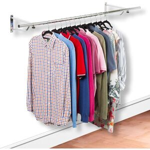 House of Home Clothes Rail Wall Mounted Garment Hanging Wardrobe Rack Storage Size 4ft Long in Silver Silver House of Home Clothes Rail Wall Mounted Garment Hanging Wardrobe Rack Storage Size 4ft Long in Silver Silver