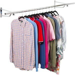 House of Home Clothes Rail Wall Mounted Garment Hanging Wardrobe Rack Storage 6ft Length in Silver Silver House of Home Clothes Rail Wall Mounted Garment Hanging Wardrobe Rack Storage 6ft Length in Silver Silver