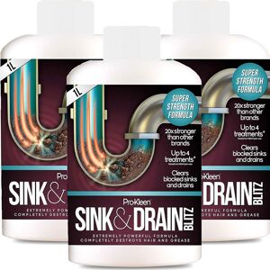 ProKleen Sink & Drain Blitz - Plughole, Sink & Drain Unblocker - Super Strength Formula 3L in Clear Clear ProKleen Sink & Drain Blitz - Plughole, Sink & Drain Unblocker - Super Strength Formula 3L in Clear Clear