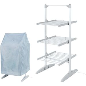 Rediffusion 3 Tier Compact Heated Clothes Airer with Cover in Silver Silver Rediffusion 3 Tier Compact Heated Clothes Airer with Cover in Silver Silver