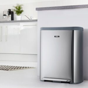 Cooks Professional Dual Compartment Bin 60L with Single Pedal & Soft Close Lid in Silver Silver Cooks Professional Dual Compartment Bin 60L with Single Pedal & Soft Close Lid in Silver Silver