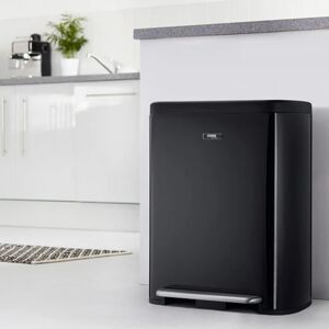 Cooks Professional Dual Compartment Bin 60L with Single Pedal & Soft Close Lid in Black Black Cooks Professional Dual Compartment Bin 60L with Single Pedal & Soft Close Lid in Black Black