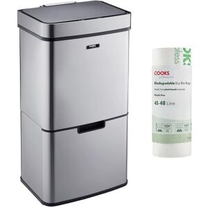 Cooks Professional Recycling Sensor Bin 75L with 25 Biodegradable Bin Bags in Silver Silver Cooks Professional Recycling Sensor Bin 75L with 25 Biodegradable Bin Bags in Silver Silver