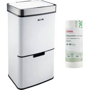 Cooks Professional Recycling Sensor Bin 75L with 25 Biodegradable Bin Bags in White White Cooks Professional Recycling Sensor Bin 75L with 25 Biodegradable Bin Bags in White White