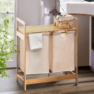 Rafaelo Mobilia Cream Pull Out Double Laundry Basket With Shelf in Natural Natural Rafaelo Mobilia Cream Pull Out Double Laundry Basket With Shelf in Natural Natural