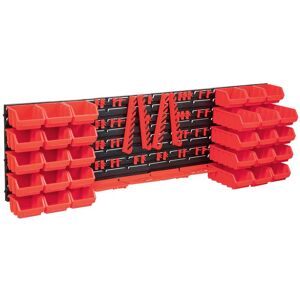 Berkfield Home 80 Piece Storage Bin Kit with Wall Panels Red & Black Red Berkfield Home 80 Piece Storage Bin Kit with Wall Panels Red & Black Red