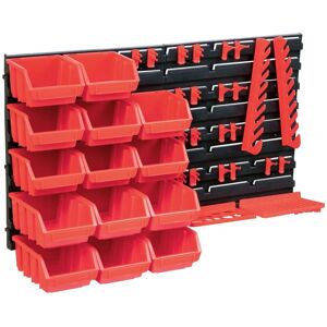 Berkfield Home 39 Piece Storage Bin Kit with Wall Panels Red & Black Red Berkfield Home 39 Piece Storage Bin Kit with Wall Panels Red & Black Red