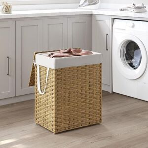 SONGMICS Large Storage Basket Laundry with Lid Foldable Removable Fabric Bag in Natural Natural SONGMICS Large Storage Basket Laundry with Lid Foldable Removable Fabric Bag in Natural Natural