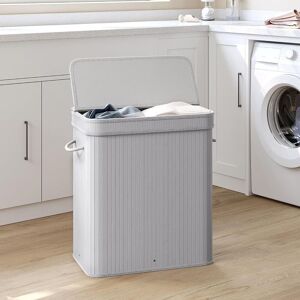 SONGMICS Large Bamboo Laundry Hamper Machine Washable Removable Basket Handles in Light Grey Light Grey SONGMICS Large Bamboo Laundry Hamper Machine Washable Removable Basket Handles in Light Grey Light Grey