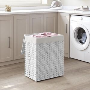 SONGMICS Large Storage Basket Laundry with Lid Foldable Removable Fabric Bag in White White SONGMICS Large Storage Basket Laundry with Lid Foldable Removable Fabric Bag in White White