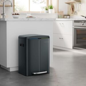 SONGMICS Dual Compartment Kitchen Bin Medium Metal Pedal Soft Close Handles in Charcoal Charcoal SONGMICS Dual Compartment Kitchen Bin Medium Metal Pedal Soft Close Handles in Charcoal Charcoal