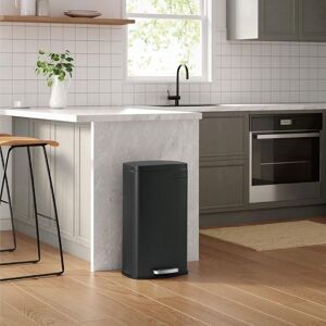 SONGMICS Medium Kitchen Bin Steel Trash Can with Inner Bucket in Black Black SONGMICS Medium Kitchen Bin Steel Trash Can with Inner Bucket in Black Black